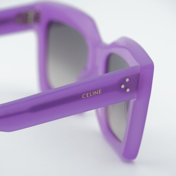 Celine CL40130I 78F Sunglasses Shiny Purple Square Frame, Brown Gradient Lenses main image 7